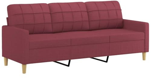 vidaXL Sofa 3 Sitzer, Couch für Wohnzimmer, Polstersofa mit Metallgestell, Loungesofa Sitzmöbel Stoffsofa Dreisitzer Wohnzimmersofa, Weinrot Stoff