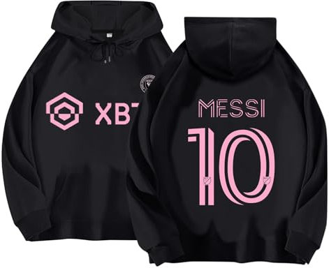 Kinder Fußball Trikots IN-TER MIA-MI No.10 ME-SSI Hoodie für Jungen, Geschenke für Fußballfans Kinder und Erwachsene #070