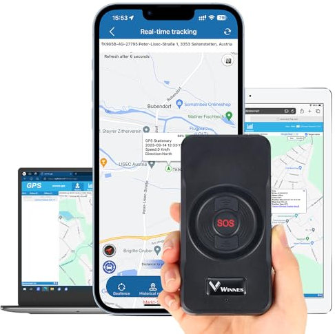 Localizador GPS Ubicación en Tiempo Real Rastreador GPS para Coche con Micrófono Comunicación Bidireccional Alerta SOS Batería de 5000mAh Localizadores de Objetos App Sin Suscripción