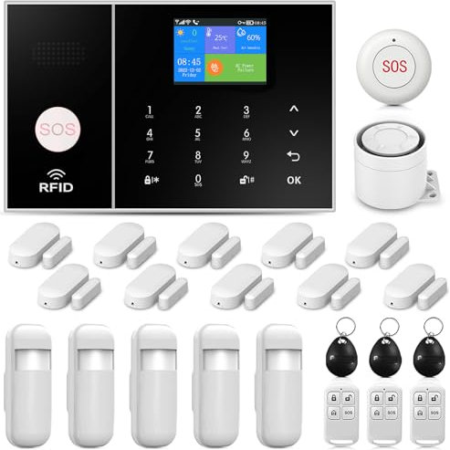 Sistema di allarme di sicurezza domestica 4G, kit di allarme per casa intelligente con allarme APP per telefono, funziona con Alexa e Google per la casa, l'appartamento