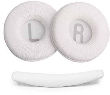 Ohrpolster+Stirnband für Tune 600 T450 T450BT T500BT JR300BT,70mm Schaumstoff-Ohrpolster Ersatz-Headset weiche Polsterung (weiß)