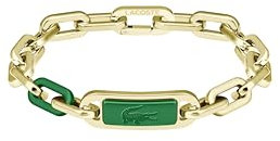 Lacoste Herren Gliederarmband Kollektion CREW aus Edelstahl (Silber oder Gold) mit einer Farbigen Gravierten Plakette
