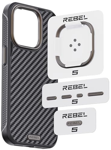 REBEL Aufrüstsatz aus Metall, CNC-Aluminium-Set, Objektivring, Tasten- und Logo-Pack für Hüllen für iPhone 16 Pro Max, 16 Pro, 15 Pro Max/15 Pro, 14 Pro Max, Flex, 6. und 5. Generation, Rotguss-Bronze