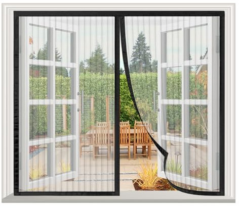 Upgraded Fliegengitter Fenster Magnet 130x150cm, Fliegengitter Balkontür Magnetisches Fliegengitter Automatisches Schließen, Fliegengitter Tür Fenster Ohne Bohren, Schwarz