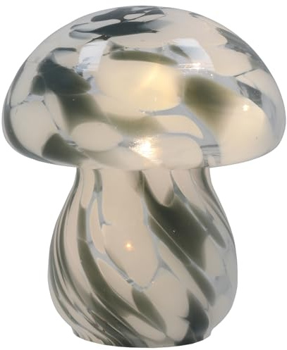 Shudehill Giftware Mundgeblasenes Glas LED-Pilz-Ornamente – Rosa, Blau, Grau oder Bernstein (dunkelgrau)