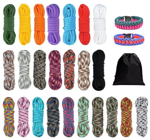 Paracorde 550 corde de parachute 550 de 24 couleurs de 3 m et 4 mm, corde de survie en nylon, corde tactique pour cordons, porte-clés, collier de chien, mousqueton, escalade, loisirs créatifs