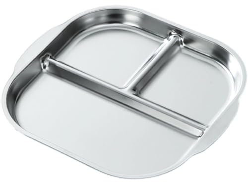 Keuyeo Platos De Acero Inoxidable con Compartimentos, 3 Compartimentos, Platos Divididos, Bandejas Reutilizables para Almuerzos Y Refrigerios, para Niños Y Adultos.