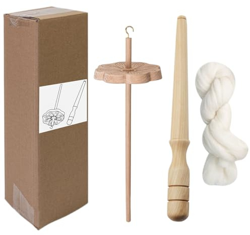 Fuso di Legno – Filatore di Fibre Naturali, Ruota per Filare a Mano, Strumento per Lana | per Cucire, Lavorare a Maglia, Uncinetto, Tessitura, Laboratorio, Casa, Creative, Progetti DIY