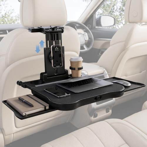 Car Back Seat Tray Table, Portable Laptop Desk with Cup Phone Holder