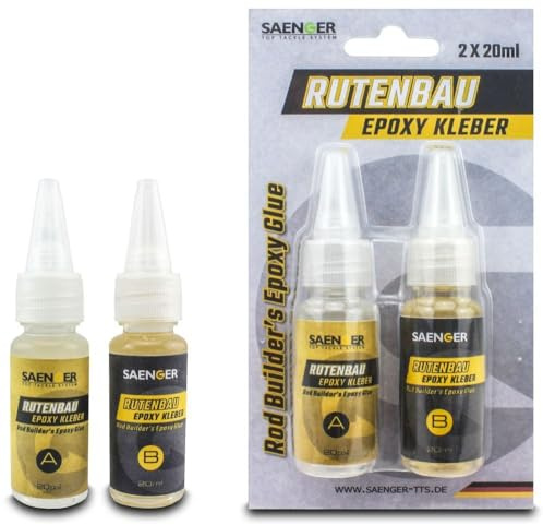Sänger Top Tackle Systems Rutenbau Epoxy Kleber, 2K-Epoxidharz, Transparent, Lösemittelfrei, 2 x 20 ml, für Aufbau und Reparatur von Angelruten