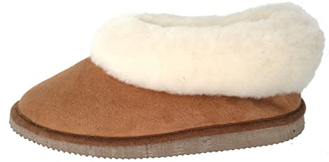 chaussons femmes camel fourrés peau de mouton - tannage naturel - 36