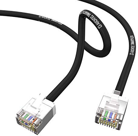 AIXONTEC 5,0m Cat6 Netzwerkkabel geschirmt schwarz dünnes lan kabel mit 4,0 mm Kabeldurchmesser flexible FTP-Ethernet Cable 250 MHz CAT 5e 6 7 1000 Mbit Router, Switch, IP-Kamera, Modem