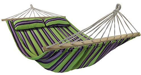 BB Sport Stabhängematte 240 x 150cm Hängematte inkl. 2 Kissen max. 300 kg 2 Personen Doppelhängematte Outdoor, Farbe:Kreta