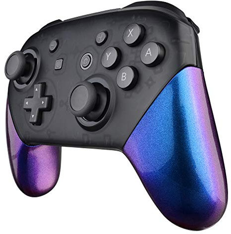 eXtremeRate Griff Case für Nintendo Switch Pro, Glossy Custom Hülle Grips Gehäuse Ersatzteile für Nintendo Switch Pro Controller-Lila Blau (KEIN Gamepad)