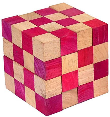 Cobra Cube Large red, Schlangenwürfel Anaconda rot Large, Würfelschlange 4x4x4 Knobelholz Puzzle IQ Puzzle Cobra Cube, Snake Cube, Anaconda Brain Teaser IQ Test 3D Puzzle