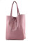 modamoda de T163 Damen Leder Shopper Schultertasche Large mit Innentasche handmade in Italy, Farbe:Altrosa