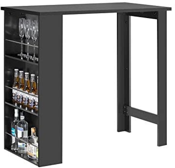 SoBuy Kitchen Breakfast Bar Table Modern Dining Table with 3-Tier Storage Shelves Tall Table for Kitchen, Living Room, or Coffee Bar Black W112 x D57 x H106 cm FWT17-II-SCH