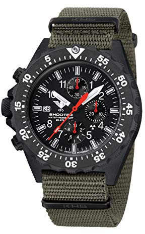 KHS Shooter MKII Chronograph Operation Timer HS.SH2COT.NSGO mit Natoband steingrau-Oliv