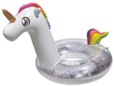 Bluesky 69783 - Boya Gigante Unicornio con Purpurina Hinchable y apilable, Color Blanco - 69783-100 cm - Juego al Aire Libre a Partir de 10 años