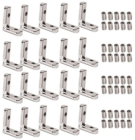 20x T-Nut Innenwinkel Winkelverbinder,T Slot 2020/3030/4040 Nut 8/6 Zinklegierung Klammern Inneneckverbinder für Profilverbinde (T Slot 3030)