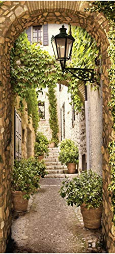 wandmotiv24 Türtapete kleine Gasse in Alter Stadt, Tor-Bogen 70 x 200cm (B x H) - Dekorfolie selbstklebend Sticker für Türen, Türfolie, Aufkleber, M1114