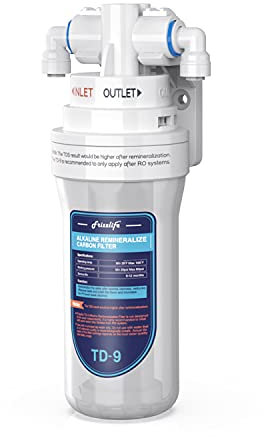 Frizzlife TD-9 Alkalisch Remineralisiert nder Sink Water Filter - Post Filter für RO Reverse Osmosis System, reduziert Chlor, reguliert Geschmack & PH, stellt essentielle Mineralien wieder her