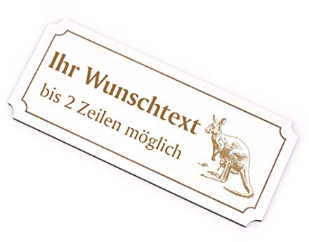 Schild selbstklebend graviert KÄNGURU und Wunschtext - Klingelschild Türschild 19x8cm