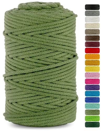 Netuno 1x Makramee Garn Pistaziengrün 5 mm 100 m Baumwollkordel mit Baumwollkern Textilgarn Kordelband Naturgarn Naturbaumwolle Garn für Makramee Baumwollgarn Dekoschnur Cotton Cord Macrame