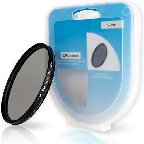 CPL Filtre polarisant, Ø 52 mm, Réflexion Lumineuse perturbatrice minimisée, Clarté Optique et fidélité des Couleurs optimisées, Polarisateur Circulaire Cadre Aluminium, Protection Objectif caméra
