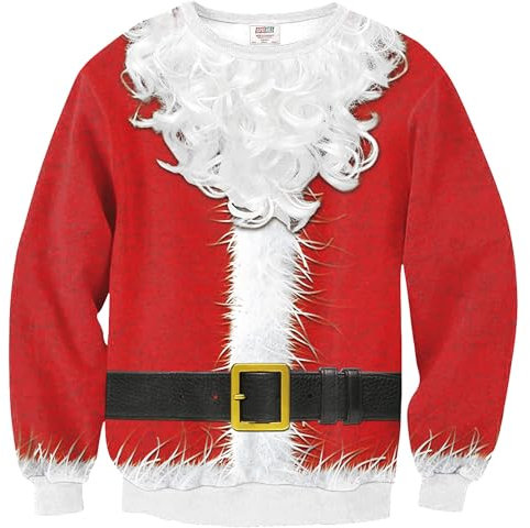 Arvilhill Herren Ugly Christmas Funny Graphic Langarm Unisex Sweatshirt, Weihnachtsmann-Bart, XX-Large