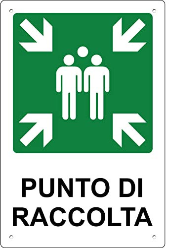 Pubblimania Punto di Raccolta | Cartello di emergenza e sicurezza in alluminio metallo composito 3 mm di spessore (Cm 20x30) (Punto di Raccolta)