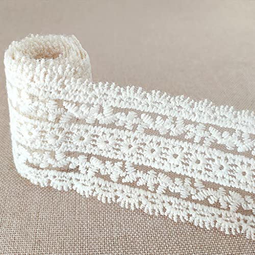 Spitzenband mit Stickerei, 2 m, für Bastelarbeiten, Nähen und Brautschmuck, Hochzeit, gewellte Dekorationen (5,5 cm)
