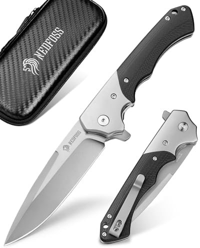 NedFoss SWAN Klappmesser, 9,3cm d2 Stahl Survival Messer mit G10 Griff, Einhandmesser,Scharfes Taschenmesser mit Gürtelclip, Jagdmesser,Outdoor Messer für den Alltag, als Sammlung & Geschenk