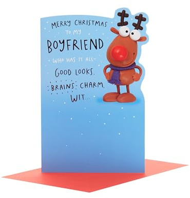 Crackers To My Boyfriend Funny Reindeer-Tastic Christmas Greeting Card