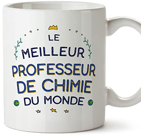 MUGFFINS Tazas para PROFESOR DE QUÍMICA hombre - En Francés - Meilleur du Monde - 11 oz / 330 ml - Regalo original y divertido