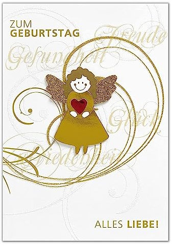 Perleberg hochwertige Geburtstagskarte der Lifestyle Collection mit Engel-Motiv - beschützende Karte zum Geburtstag mit Umschlag - Geburtstagskarten in Premium-Qualität 11,6 x 16,6 cm