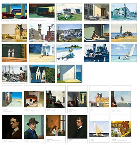 HOSTEESSCHOICE Beautiful Art Postkarten-Set mit 30 American Artist Edward Hopper Postkarten, Vielzahl von berühmten Gemälden, 10,2 x 15,2 cm
