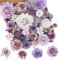 Floweroyal Künstliche Blumen Combo Lila Blumen Mix Seide Blumen Dahlie Rosen mit Stielen für DIY Hochzeit Brautsträuße, Babyparty, Blumenarrangement, Tischaufsätze, Heimdekorationen.