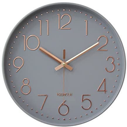 HZDHCLH Funk Wanduhr 30 cm Lautlose Wanduhr Ohne Tickgeräusche, Moderne Batteriebetriebene Uhr für Zuhause, Küche, Wohnzimmer, Büro, Wanddekoration (graues Gold)