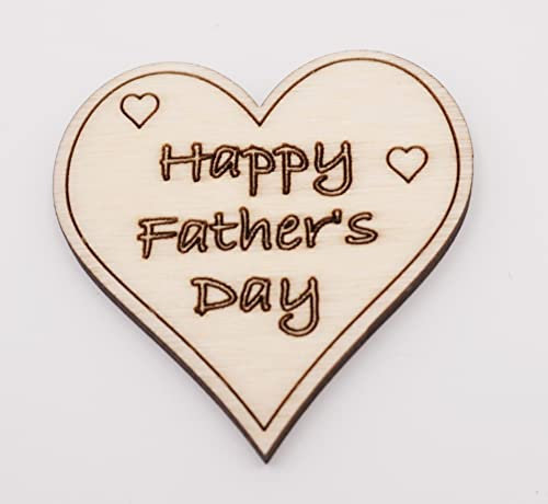Happy Father's Day gift wooden heart fridge magnet - natural wood - with strong magnet