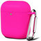Oakxco für Airpods Hülle Silikon Bunt Matt Glatt Dünn Weich Gummi Airpods 1/2 Generation Case, Mädchen Einfarbig Hart Plastik Slim TPU Aesthetic Silikonhülle mit Karabiner, Neon Pink
