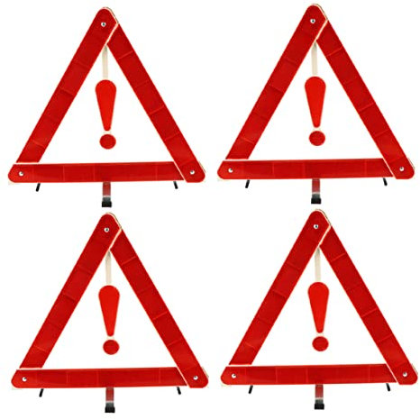 Supvox Verkehrssicherheits-Essential 4-teiliges Auto-Warnschild Warndreieck Klappbare Stative 39 X 39 cm