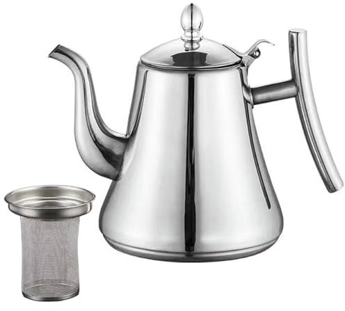 Bollitore a collo di cigno, 2 l, in acciaio inox, a collo di cigno, versare sopra il bollitore, bollitore per tè, pentola per acqua, bollitore elettrico, piano cottura a gas