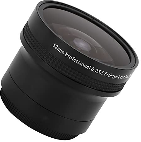 52MM 0.25x Fisheye Wide Angle Lens, Macro Camera Fisheye Lens, Universal Thread Lens for DSLR SLR Camera