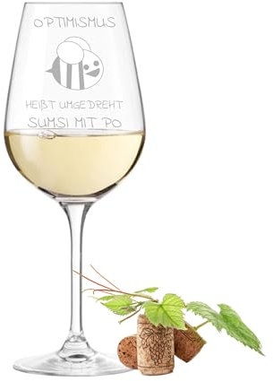 Leonardo Weinglas TIVOLI mit Gravur - Optimismus umgedreht, Sumsi mit Po - lustige Geschenkidee | Geburtstag | Weihnachten | Glas, 450ml
