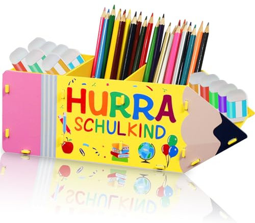 Johiux Stiftehalter Kinder,Stifte Organizer,Schreibtisch Organizer Kinder,Geschenk Einschulung Schul für Mädchen Junge,Einschulungsgeschenke,Holz Stifte Organizer,Multifunktions Organisator