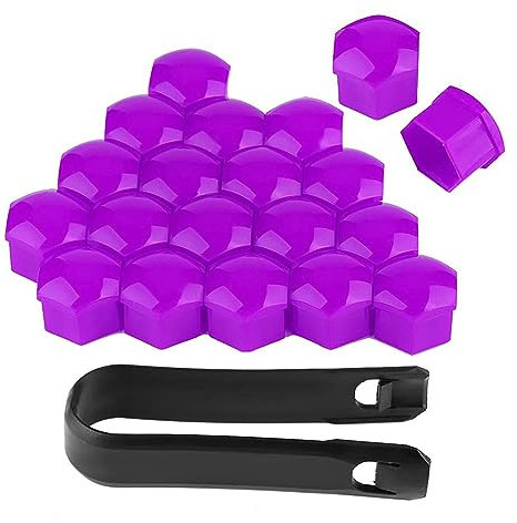RIVILA 20Pcs Radschraubenkappen für Hyundai i10 i40 ix35, Auto Schrauben Kappe Mutternabdeckungen Auto Nabe Schraube Abdeckung Schutzkappen Radmutter Kopfabdeckung mit Werkzeug,Purple-21mm