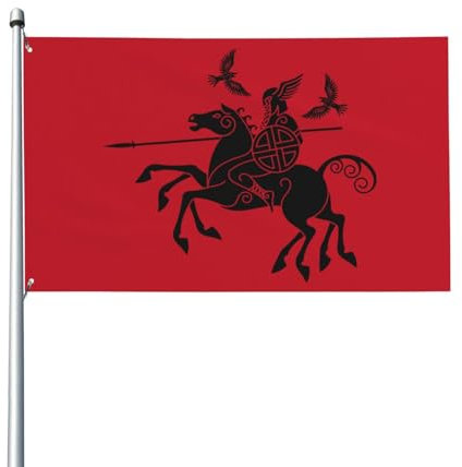 NIBABAEU Dekorative Hausflagge, Hofbanner, skandinavischer Wotan-Wikinger-Odin-Druck, Garten, Hof, Rasen-Dekoration, 60 x 90 cm