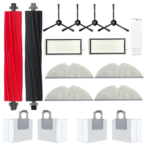 Ytaland Accessoires de rechange pour aspirateur robot Roborock Q5 Pro+/Q8 Max+ (Plus) (1 brosse principale, 4 brosses latérales, 3 filtres Hepa, 4 sacs à poussière, 4 tampons de nettoyage)