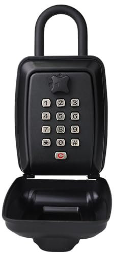 Schlüsseltresor mit Zahlencode, 12 Stellig Schlüsselsafe Druckknopf-Schlossbox, Hängender Schlüsselsafe Wetterfeste Schlüsselbox Draußen für Garage, Büro, Zuhause, Büro und Airbnb -Schwarz